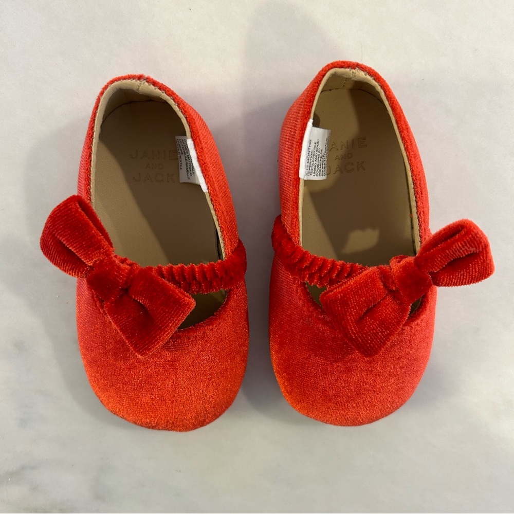 Janie & Jack NWOT Baby Velvet Bow Ballet Flat